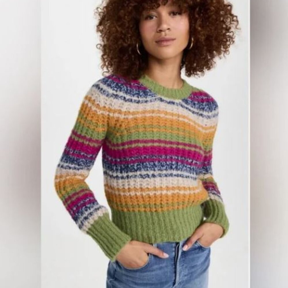 MOTHER Green and Yellow Crew Neck Sweater